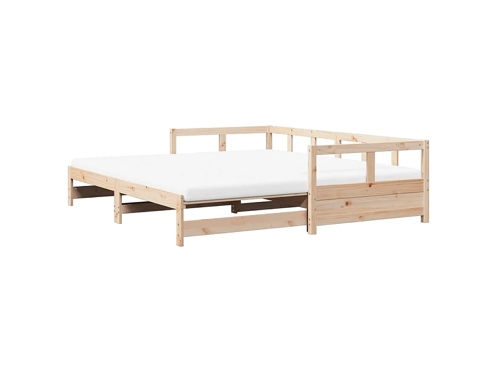 Slaapbank met onderschuifbed en matras 90x190 cm grenenhout