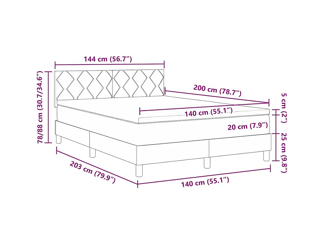 Lit boxspring avec matelas avec matelas Noir 140 x 200 cm tissu