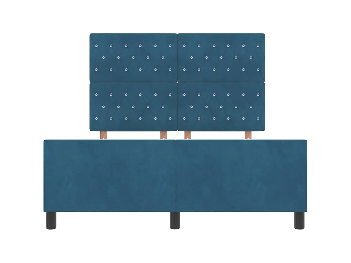 Estrutura da Cama com cabeceira Azul escuro 140 x 190 cm Veludo