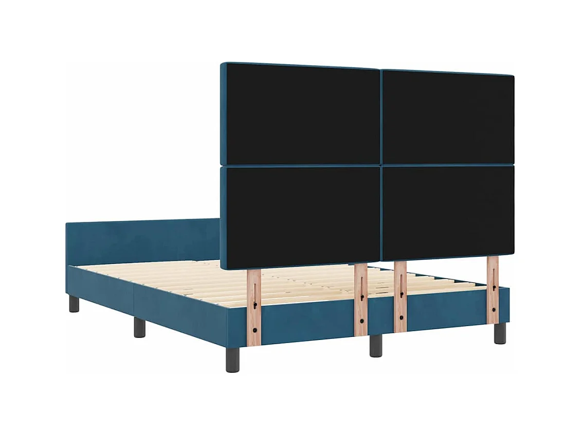 Estrutura da Cama com cabeceira Azul escuro 140 x 190 cm Veludo