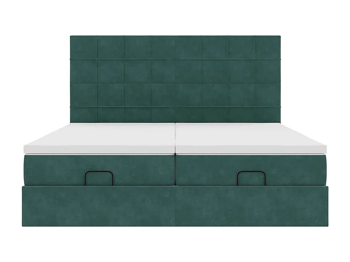 Estructura de cama otomana colchones terciopelo verde oscuro