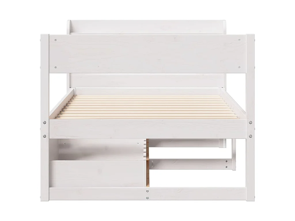 Massivholzbett ohne Matratze Weiß 90x200 cm Kiefernholz