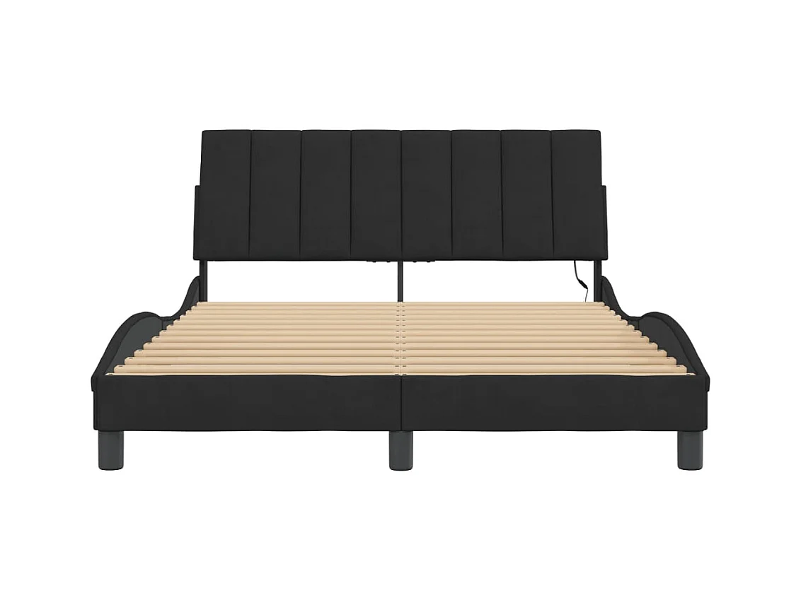 Cadre de lit avec LED sans matelas Hanko noir 140x200 cm velours