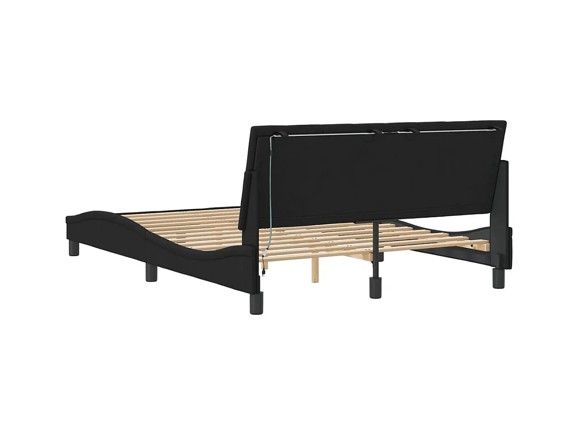 Cadre de lit avec LED sans matelas Hanko noir 140x200 cm velours