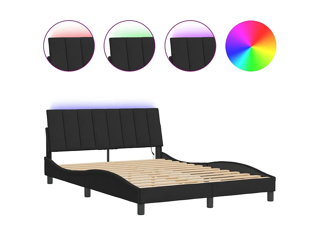Bedframe met LED zonder matras "Hanko"  fluweel zwart 140x200 cm