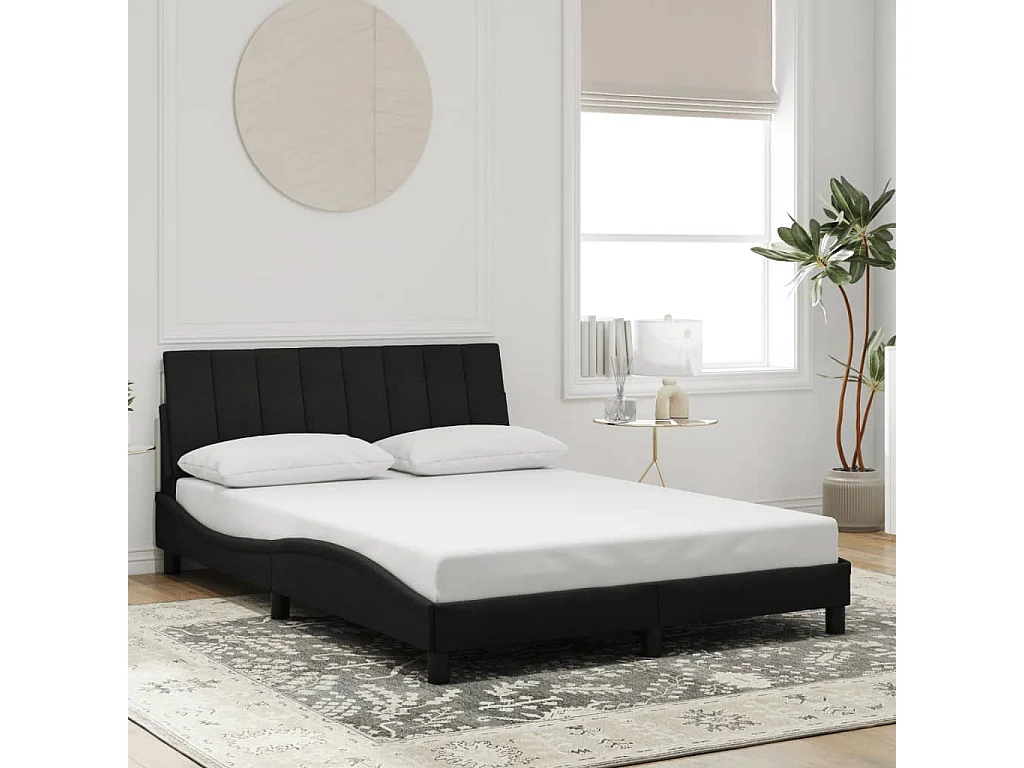 Bedframe met LED zonder matras "Hanko"  fluweel zwart 140x200 cm