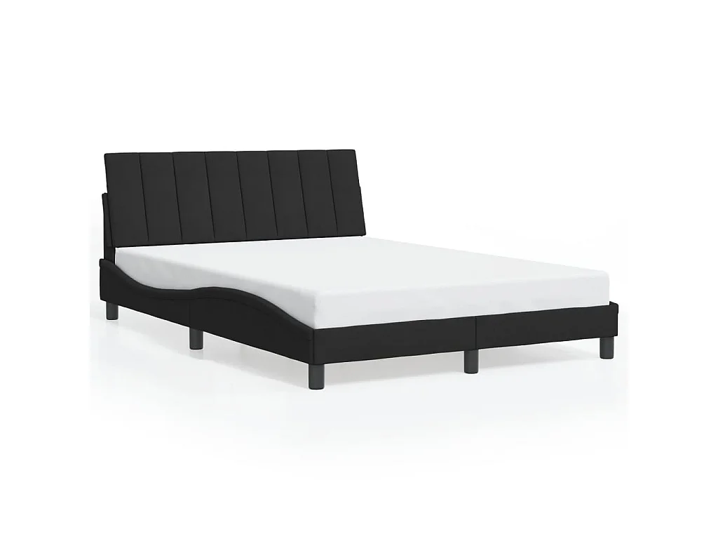 Bedframe met LED zonder matras "Hanko"  fluweel zwart 140x200 cm