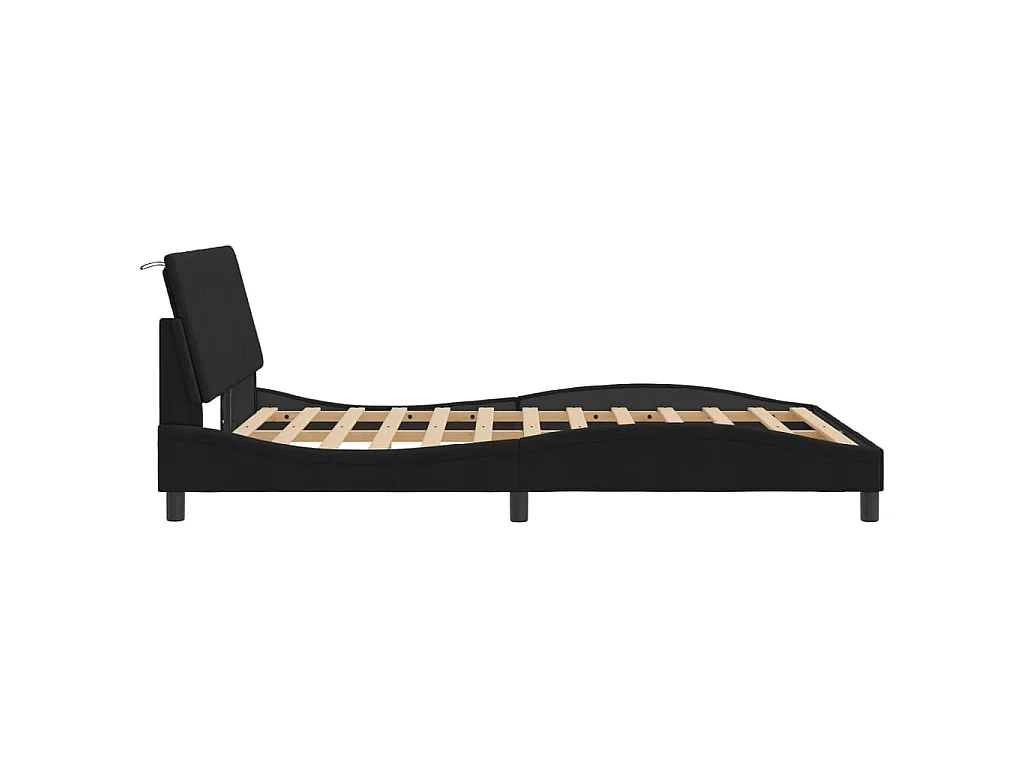 Bedframe met LED zonder matras "Hanko"  fluweel zwart 140x200 cm