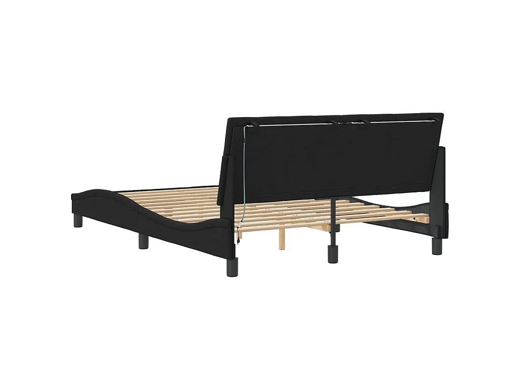 Bedframe met LED zonder matras "Hanko"  fluweel zwart 140x200 cm