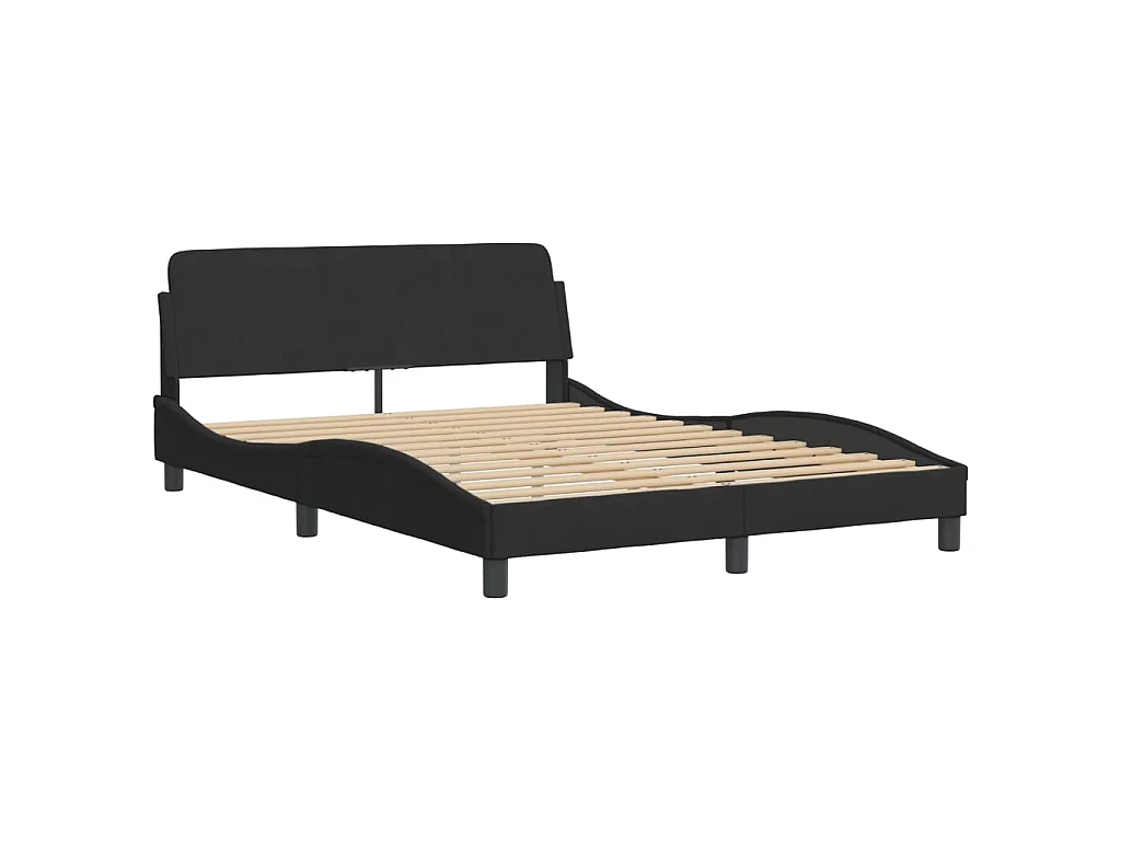 Bedframe met LED zonder matras "Hanko"  fluweel zwart 140x200 cm