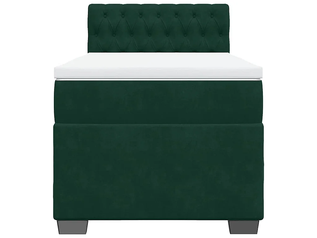 Cama box spring con colchón terciopelo verde oscuro 90x200 cm