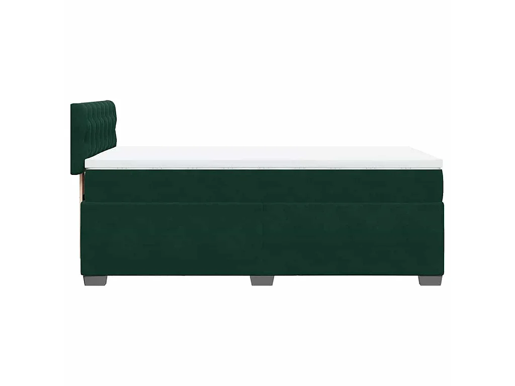 Cama box spring con colchón terciopelo verde oscuro 90x200 cm