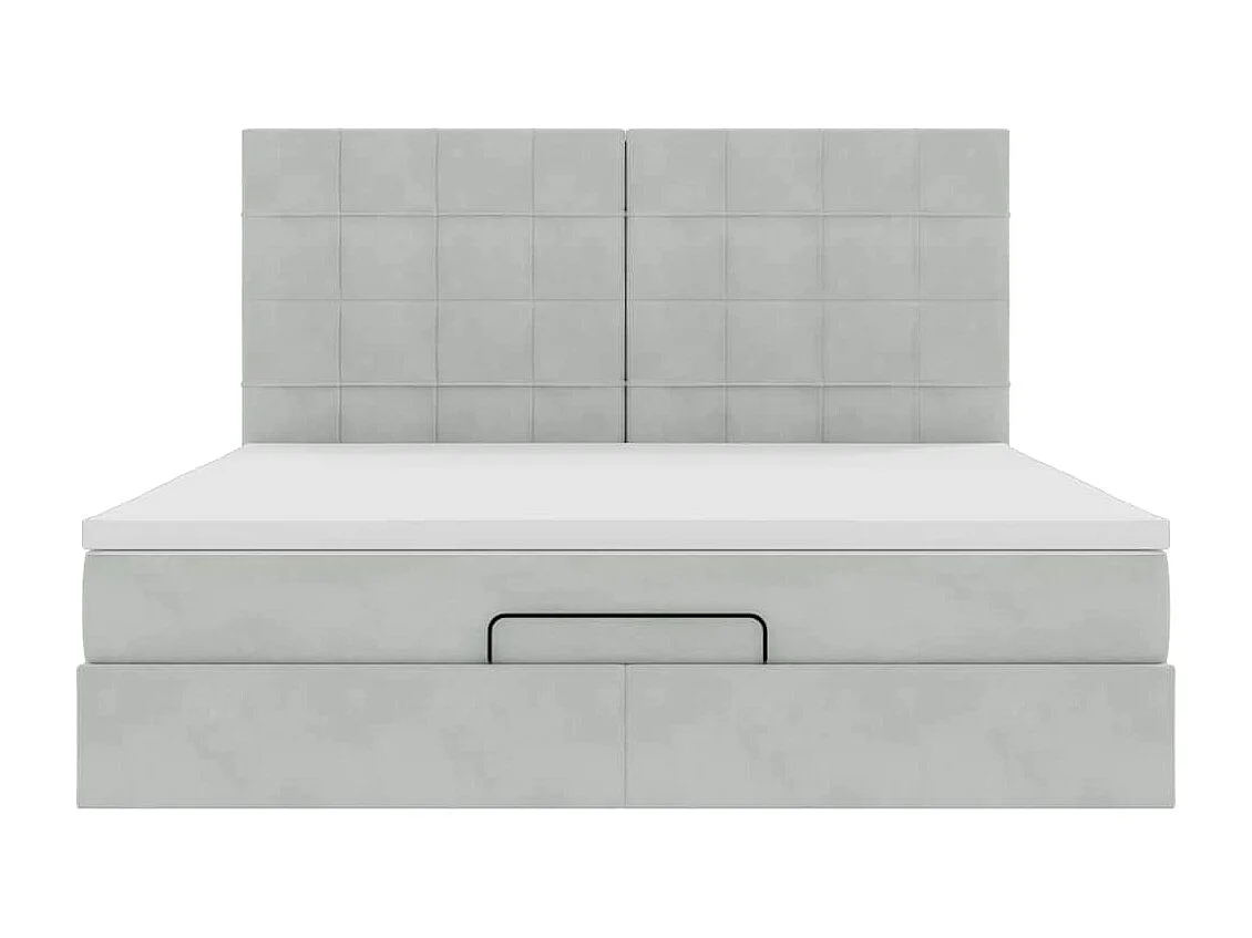 Cadre de lit ottoman et matelas gris clair 160x200cm velours