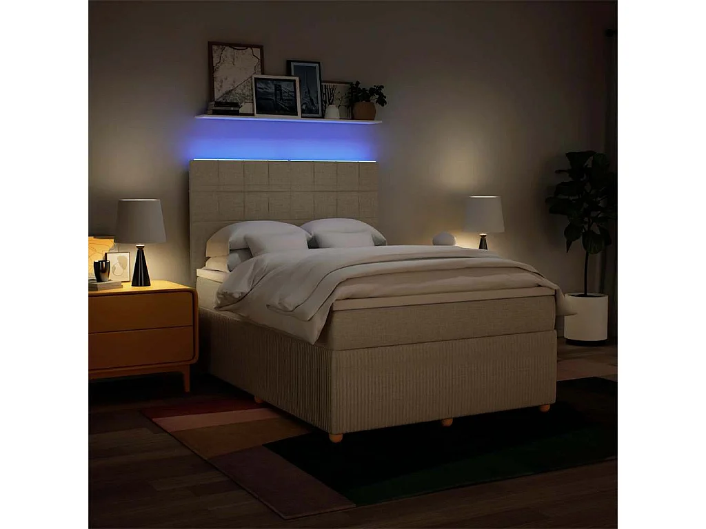 Sommier à lattes de lit avec matelas Crème 140x190 cm Tissu