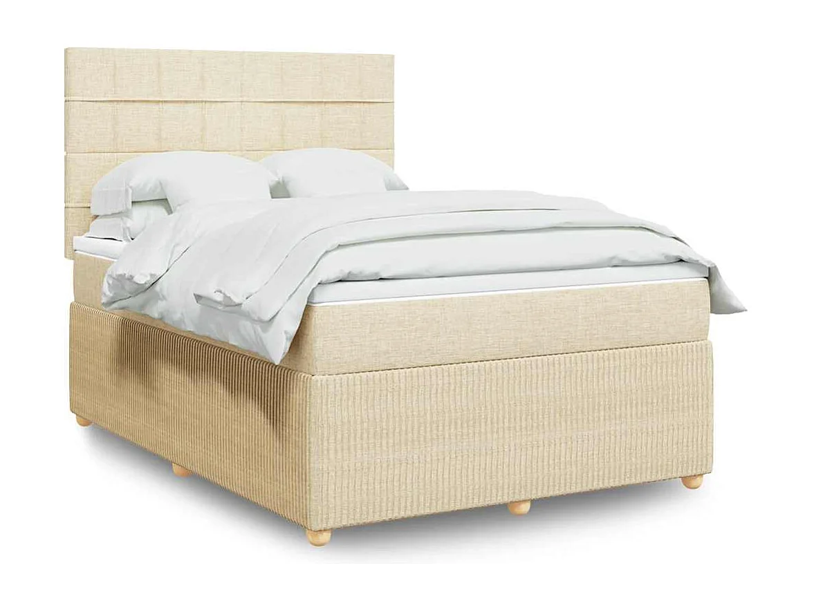 Giroletto a Molle con Materasso Crema 140x19 cm in Tessuto