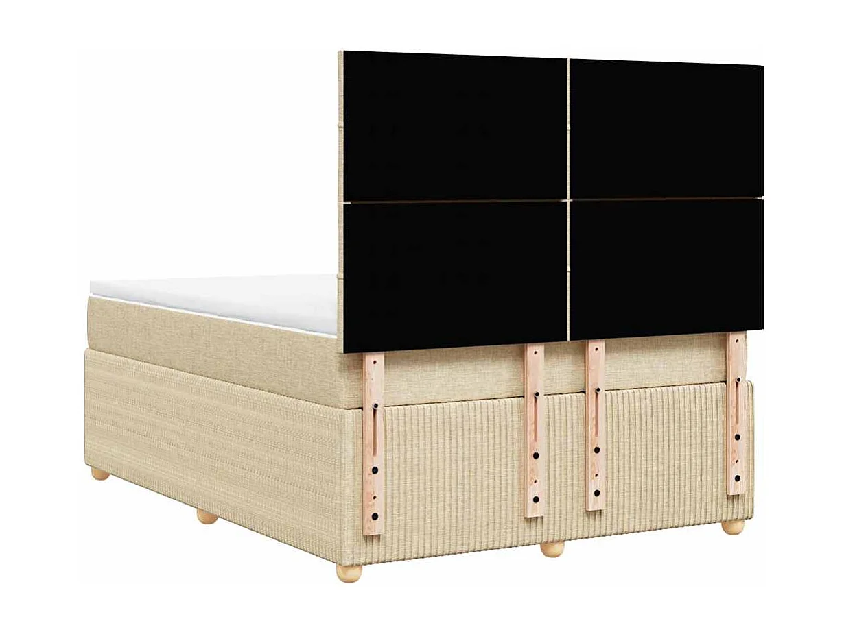 Giroletto a Molle con Materasso Crema 140x19 cm in Tessuto