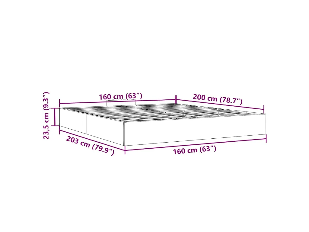 Ottoman-Bett ohne Matratze Blau 160x200 cm Stoff