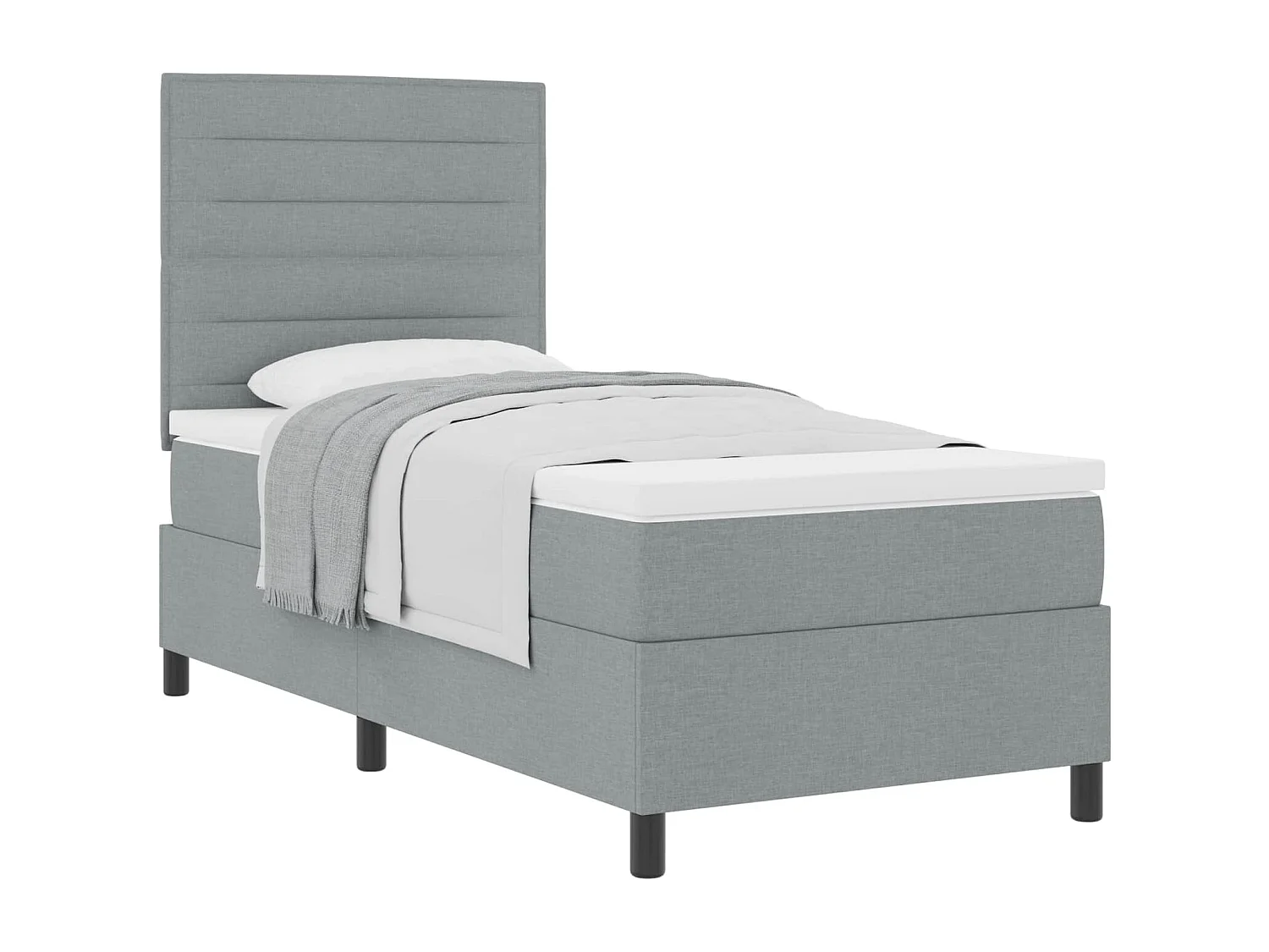 Letto a molle con materasso Grigio chiaro 90 x 190 cm Tessuto