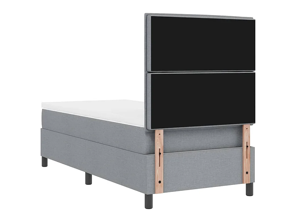 Cama tipo Box Spring con colchón Gris Claro 90 x 190 cm tela