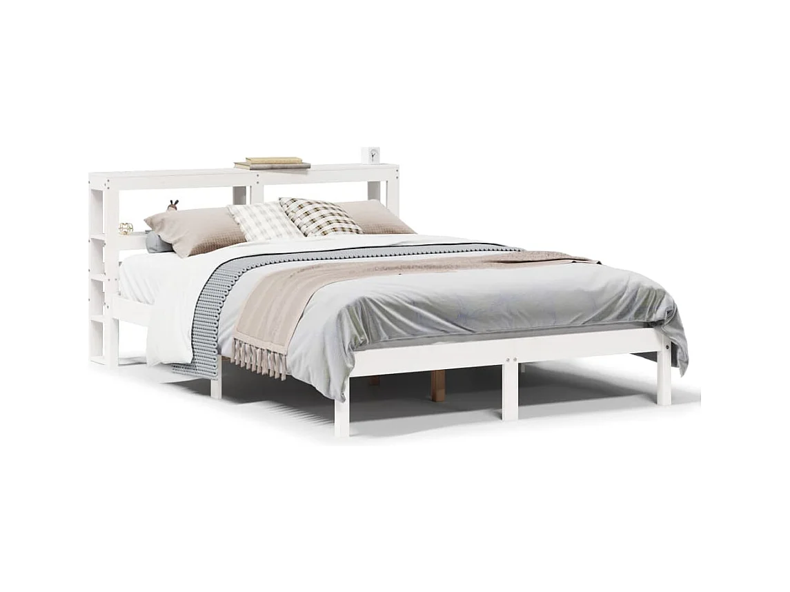 Cadre de lit sans matelas blanc 140x200 cm bois de pin massif