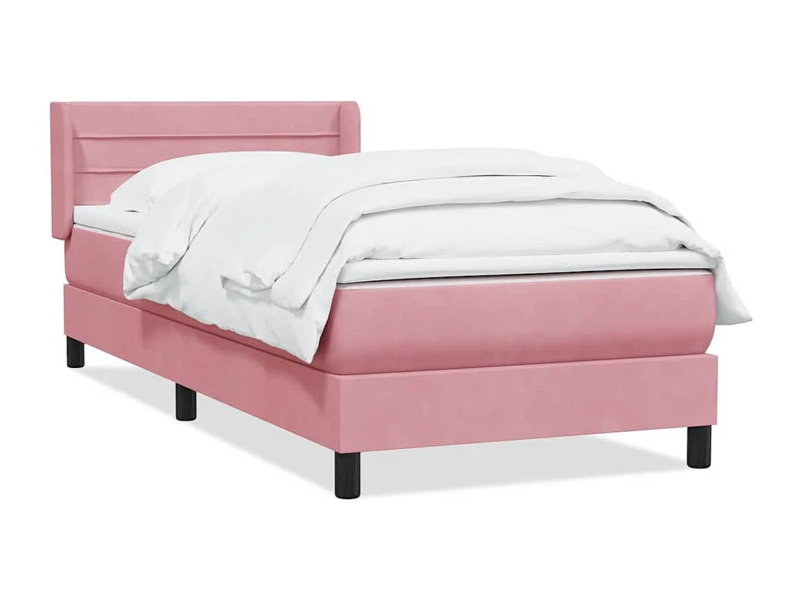 Sommier à lattes de lit avec matelas rose 90x220 cm velours