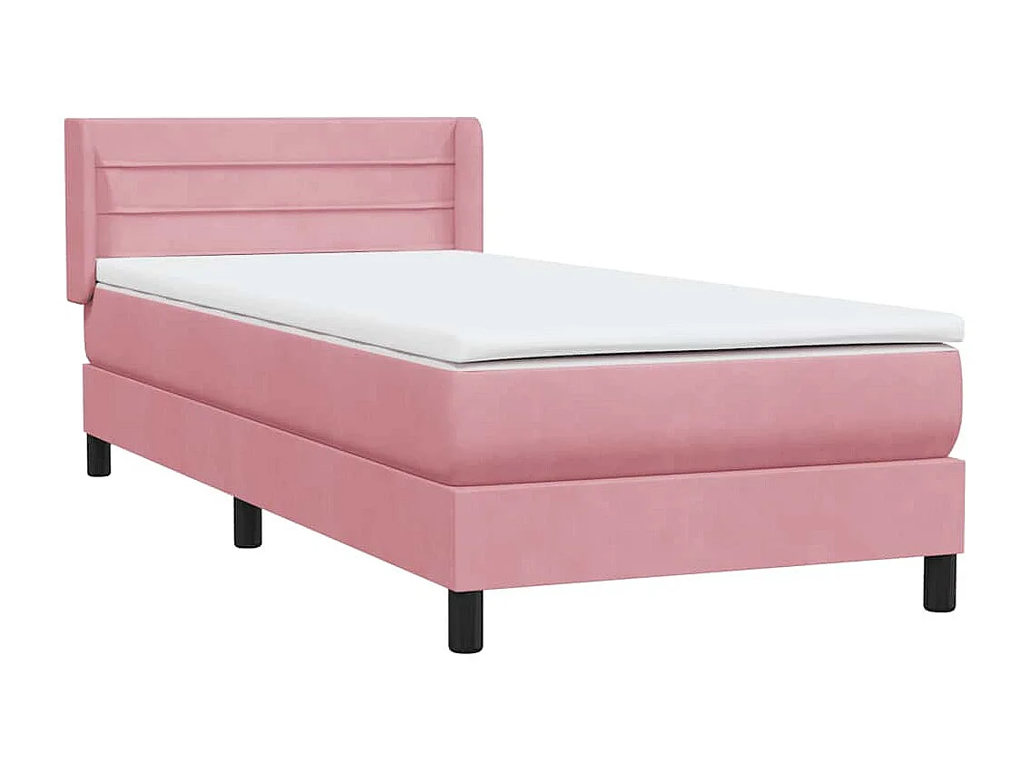 Sommier à lattes de lit avec matelas rose 90x220 cm velours