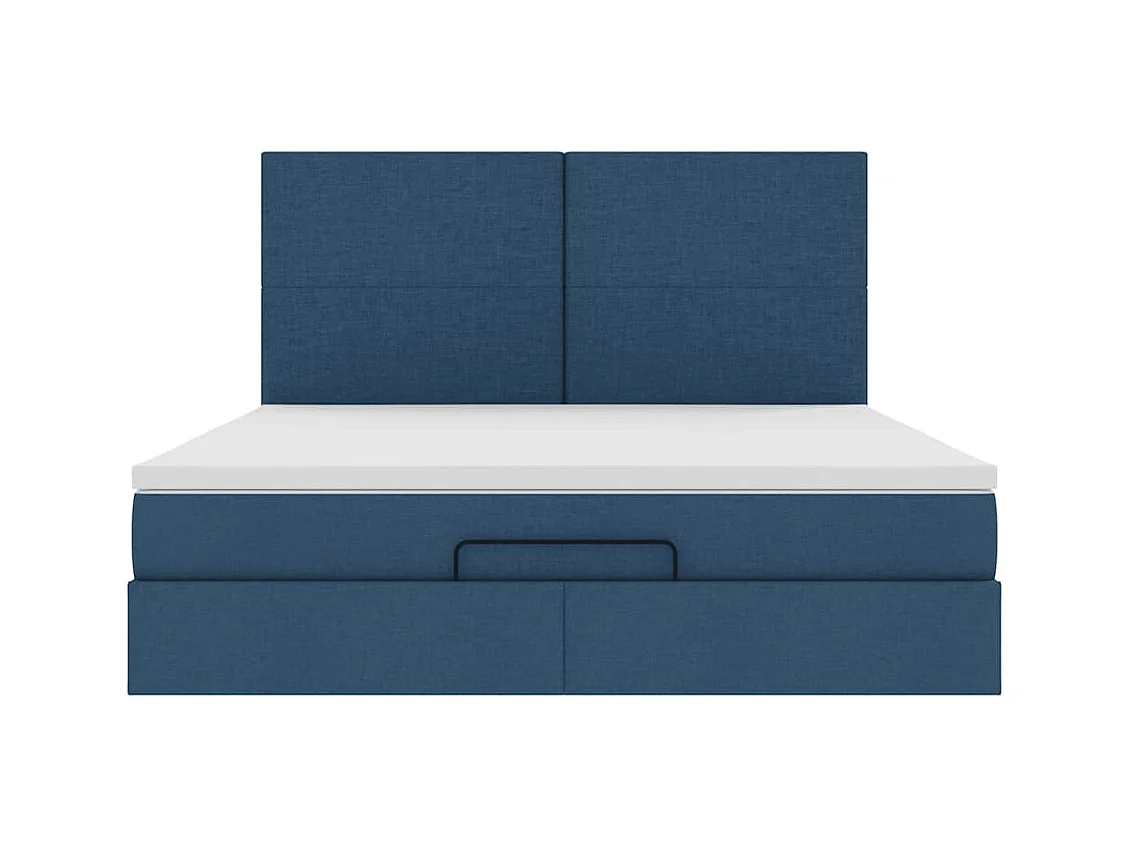 Ottoman-Bett mit Matratze & LEDs Blau 160x200 cm Stoff