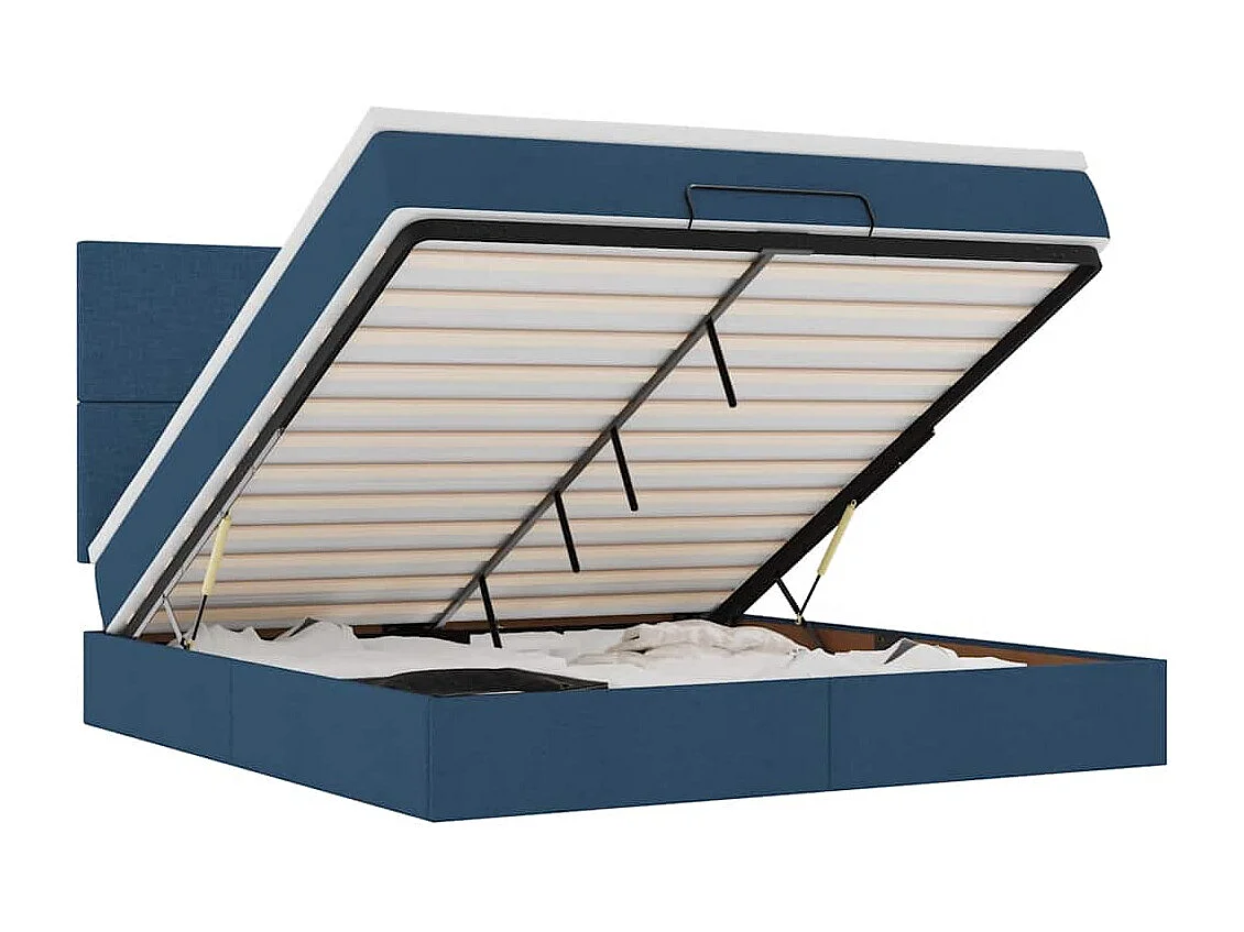 Ottoman bed met matras en LED's 160x200cm stof blauw