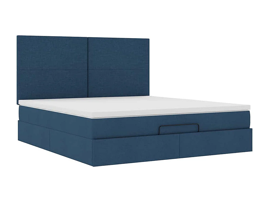 Ottoman bed met matras en LED's 160x200cm stof blauw