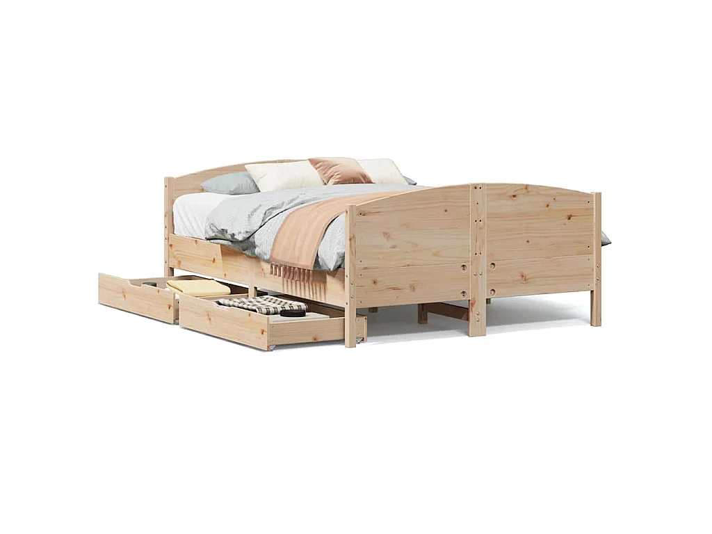 Estructura de cama sin colchón madera maciza de pino 140x190 cm