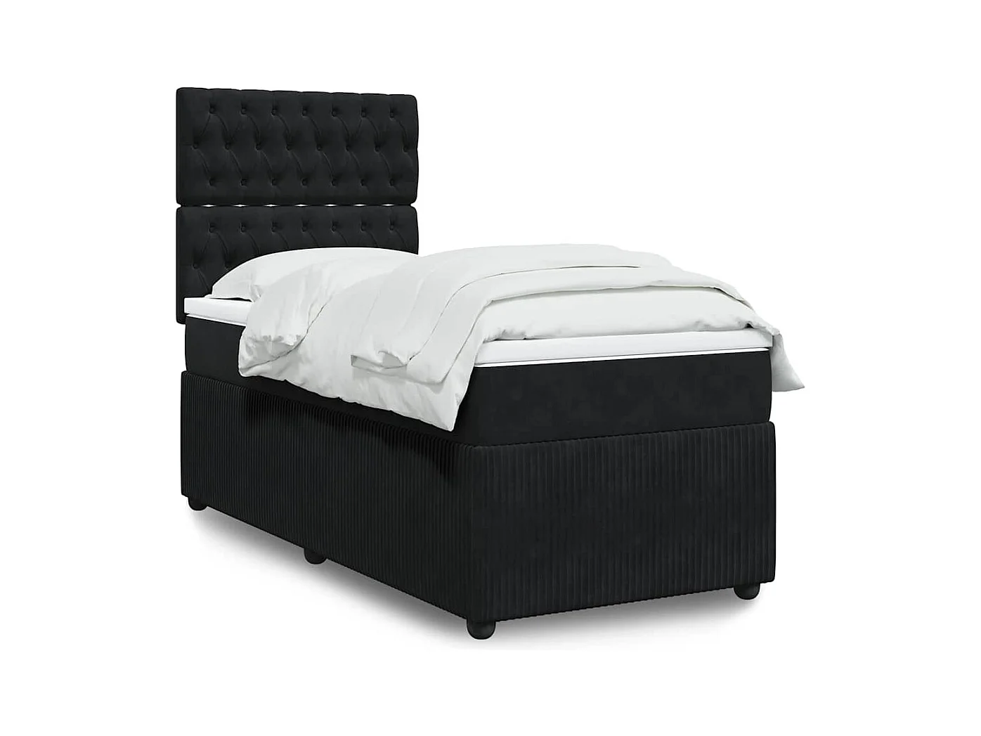 Sommier à lattes de lit avec matelas Noir 90x200 cm Velours