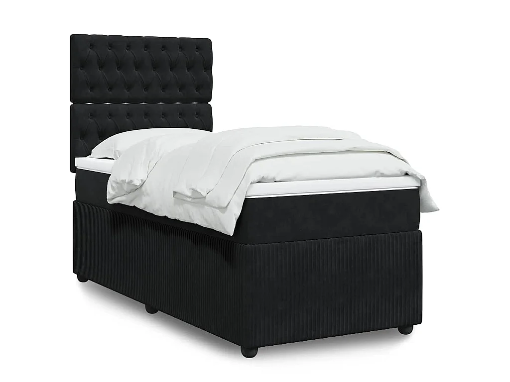 Boxspring met matras fluweel zwart 90x200 cm