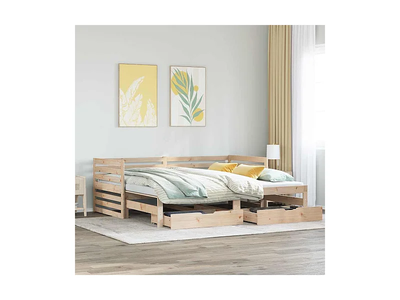 Lit de jour avec tiroirs sans matelas 90x200 cm bois massif