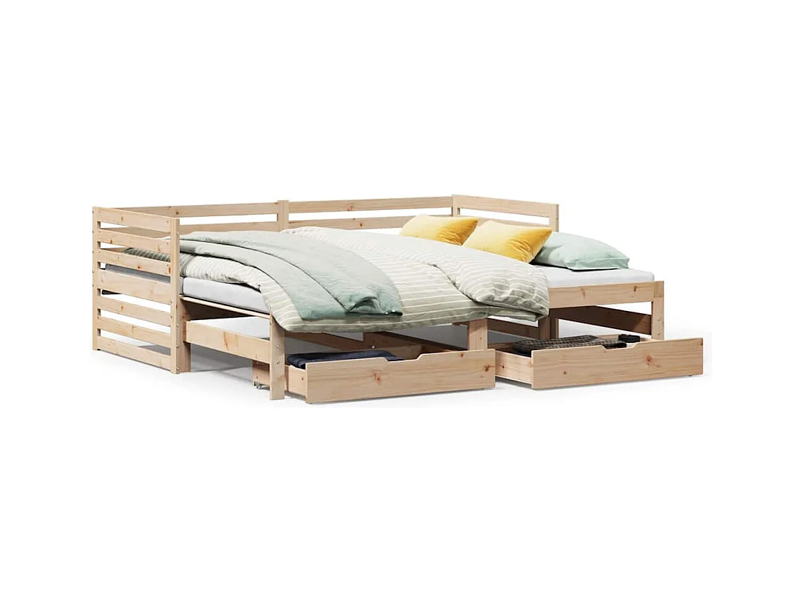 Lit de jour avec tiroirs sans matelas 90x200 cm bois massif