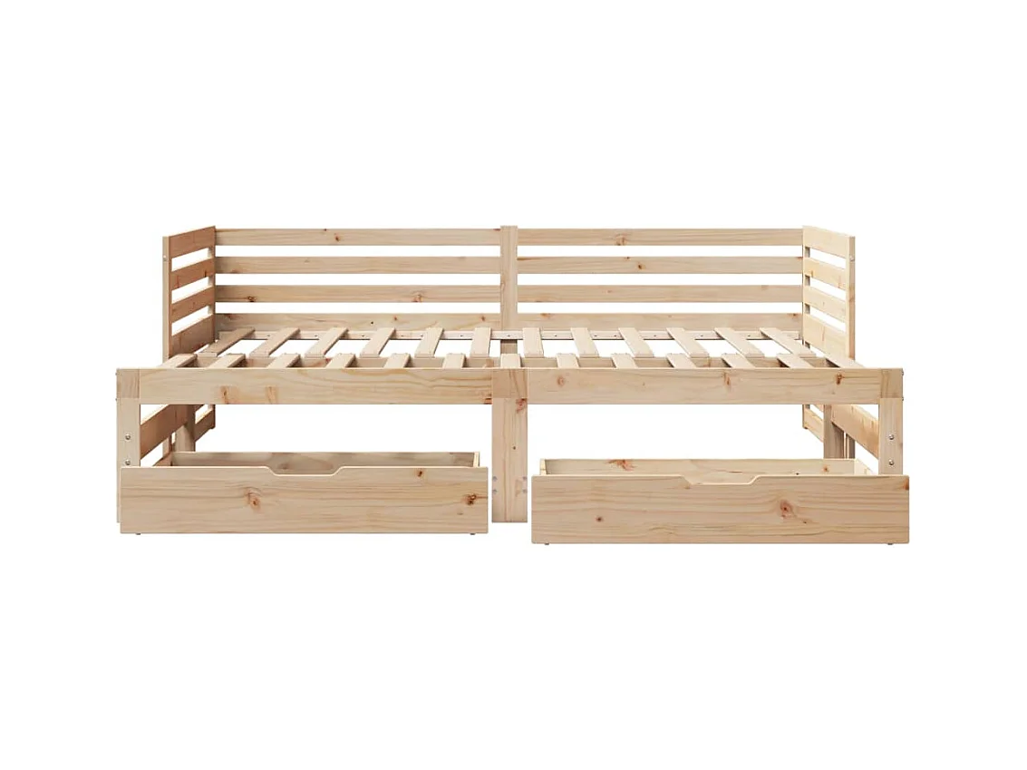 Lit de jour avec tiroirs sans matelas 90x200 cm bois massif