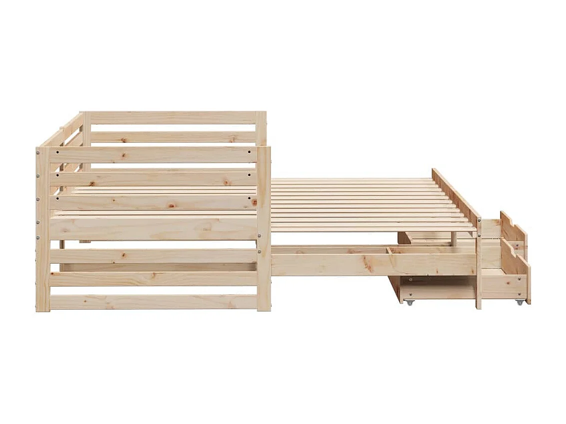 Sofá-cama com gavetas 90x200 cm madeira de pinho maciça