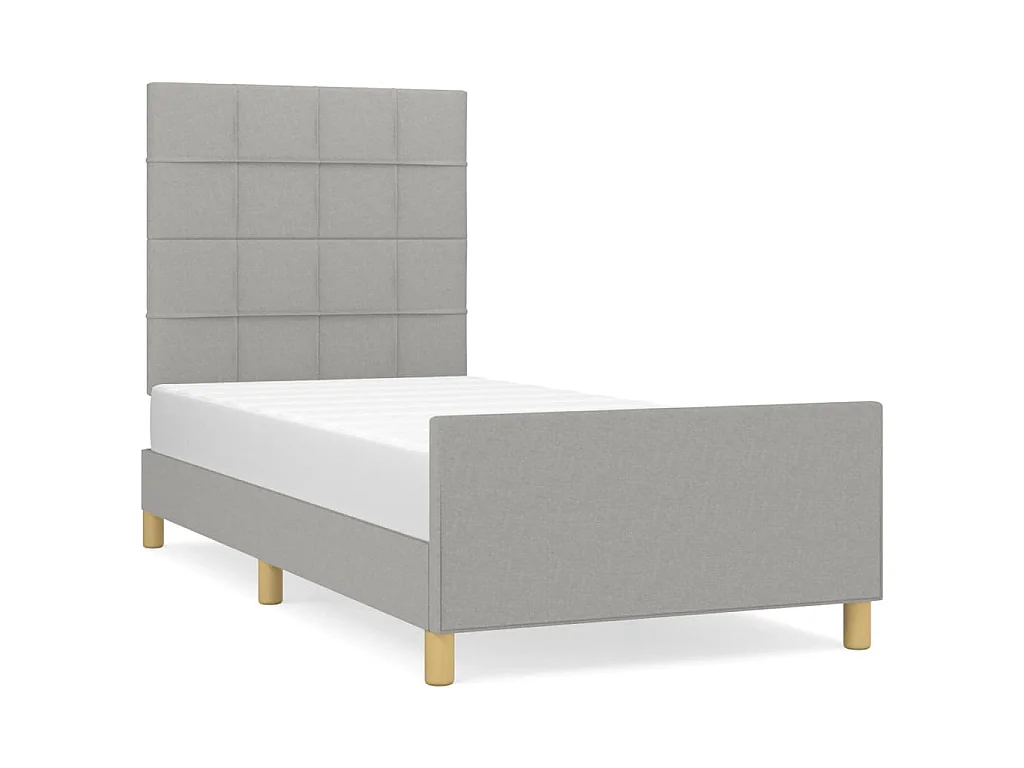 Estrutura de cama sem colchão 90x200 cm tecido cinzento-claro