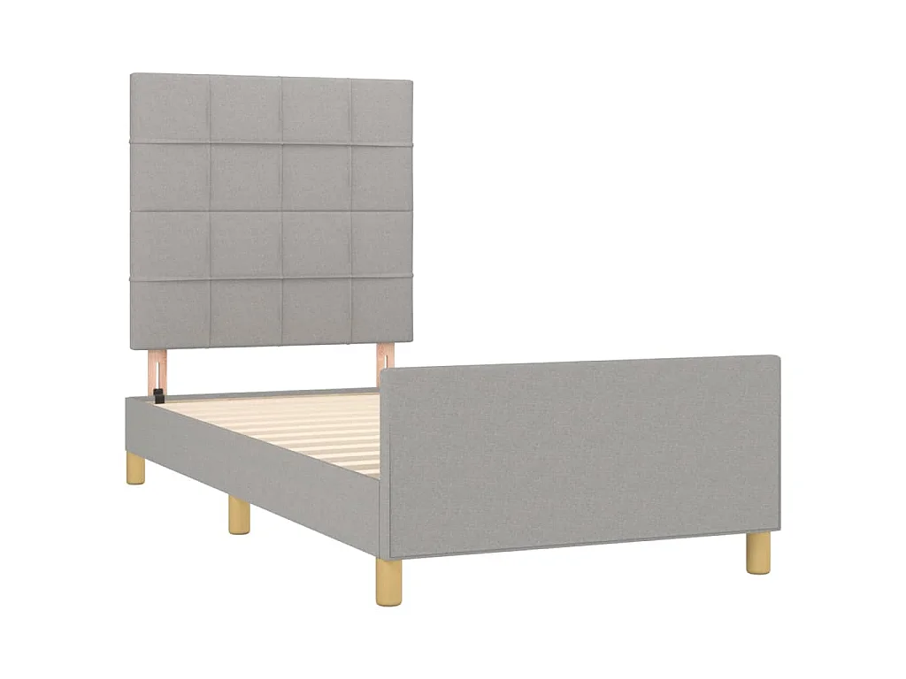 Estrutura de cama sem colchão 90x200 cm tecido cinzento-claro