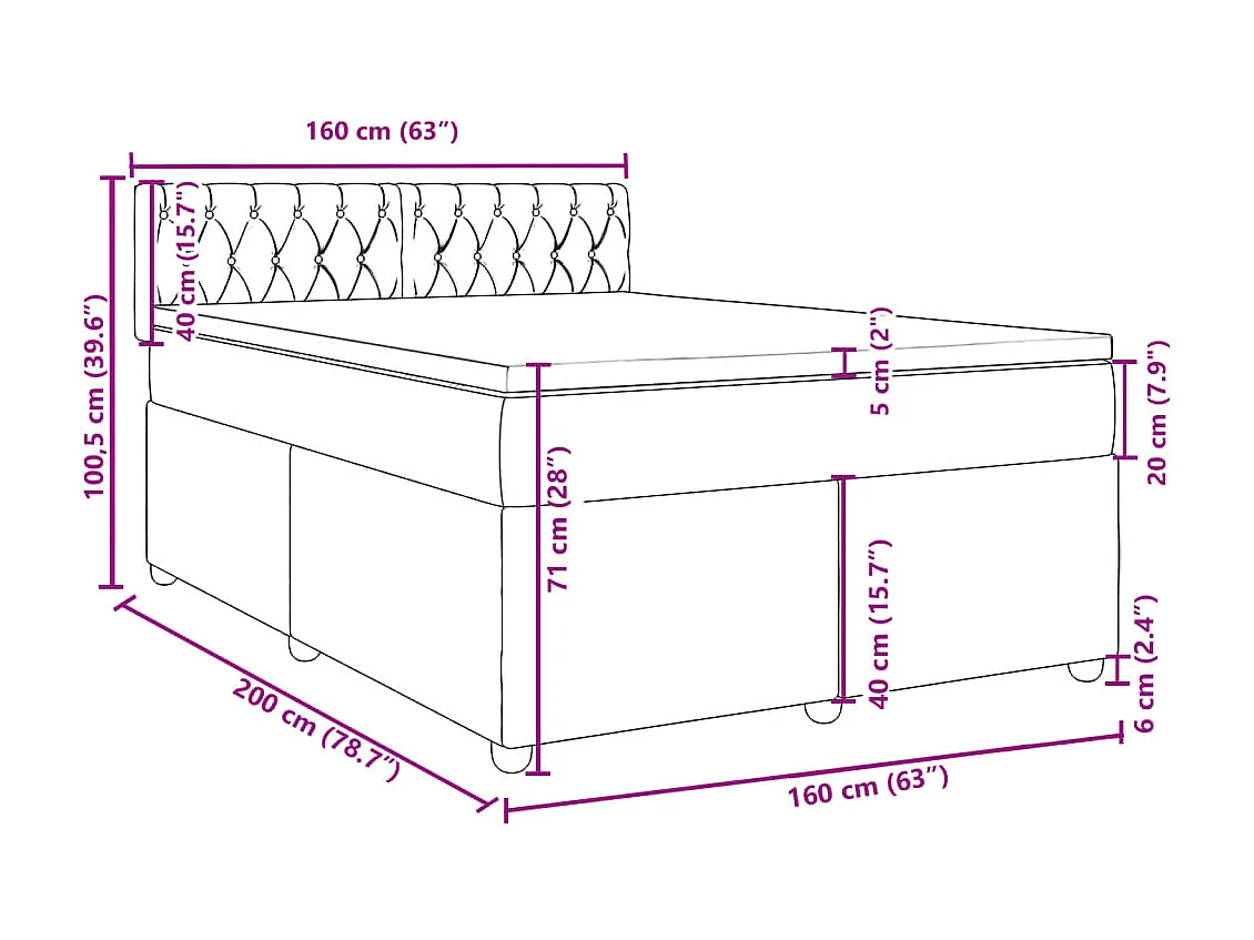 Boxspringbett mit Matratze Creme 160x200 cm Stoff