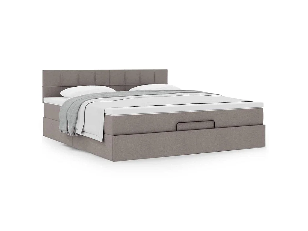 Ottoman-Bett mit Matratze Taupe 180x200 cm Stoff