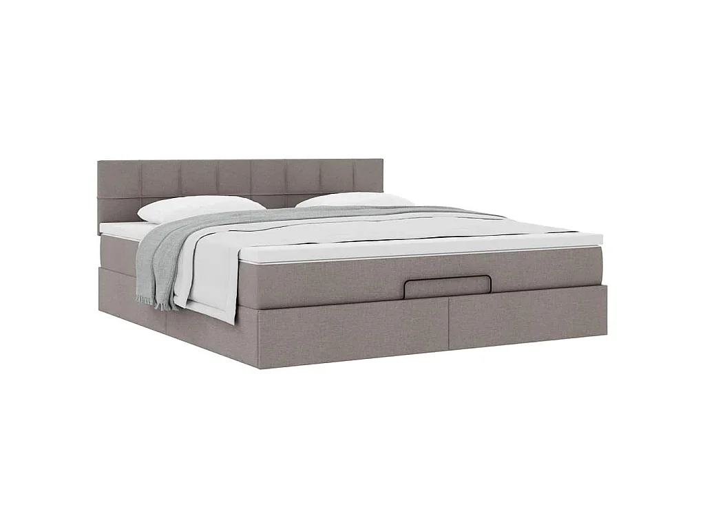 Ottoman-Bett mit Matratze Taupe 180x200 cm Stoff