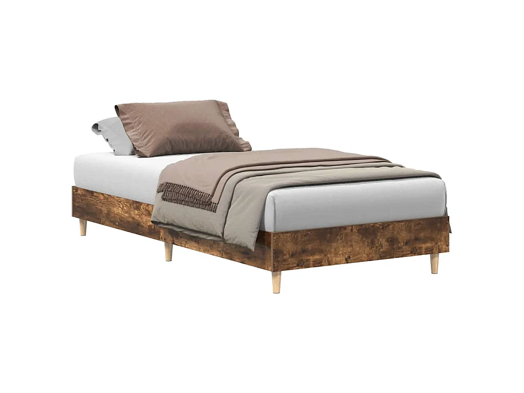 Cadre de lit sans matelas chêne fumé 90x200cm bois d'ingénierie