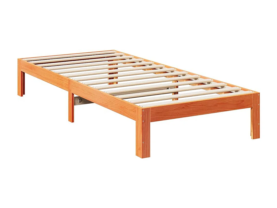 Massivholzbett ohne Matratze Wachsbraun 90x200 Kiefernholz