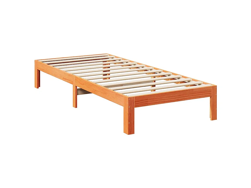 Massivholzbett ohne Matratze Wachsbraun 90x200 Kiefernholz