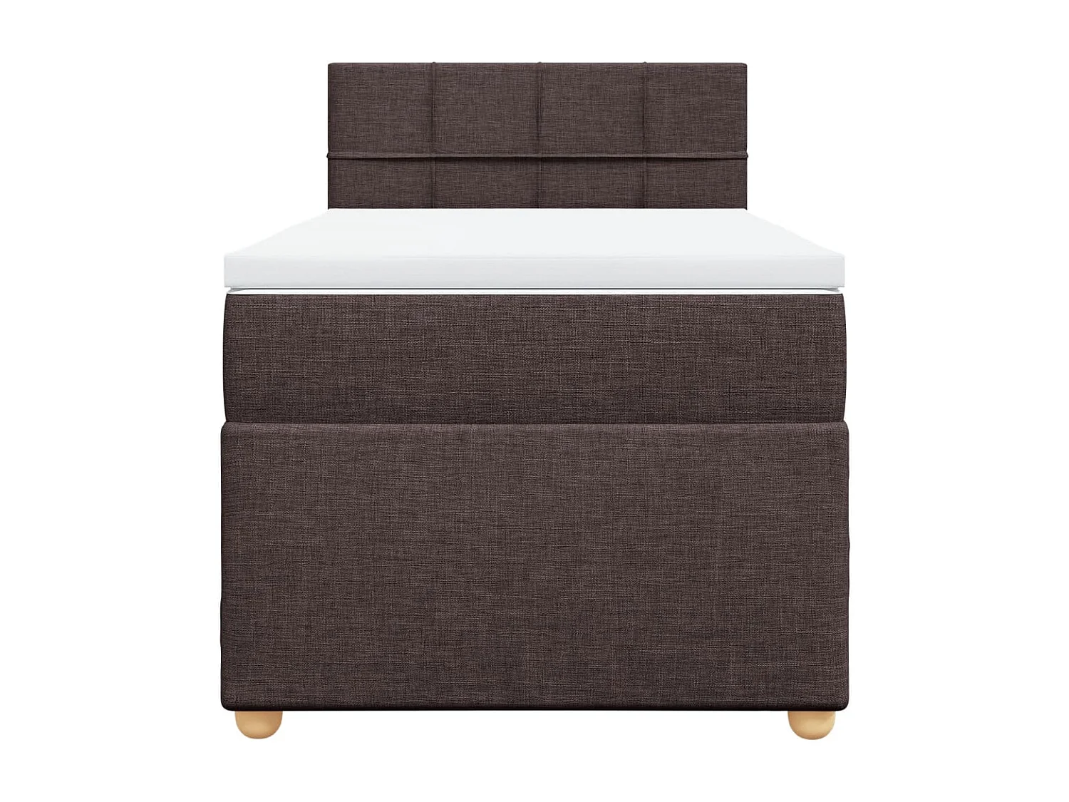 Cama box spring con colchón tela marrón oscuro 90x200 cm