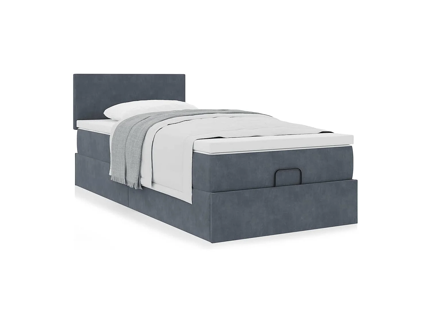 Ottoman bed met matras 90x200cm fluweel donkergrijs