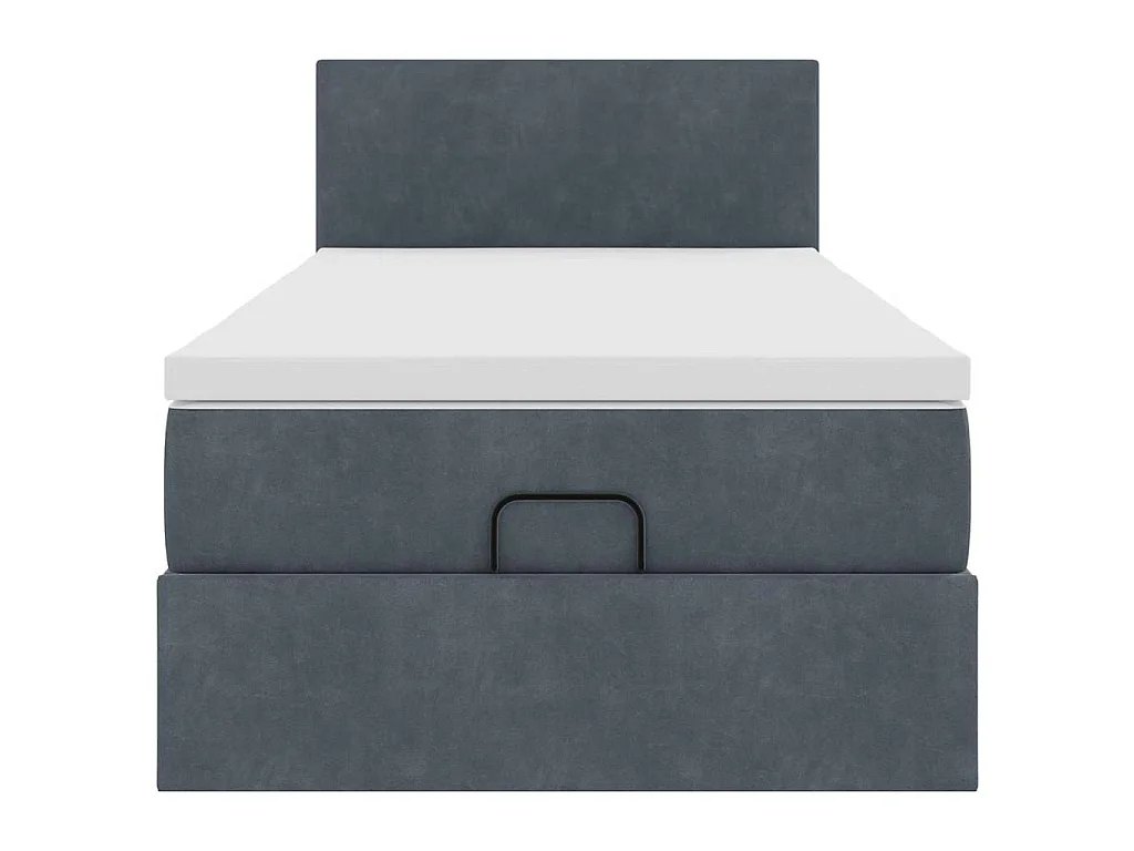 Estructura cama otomana colchón terciopelo gris oscuro