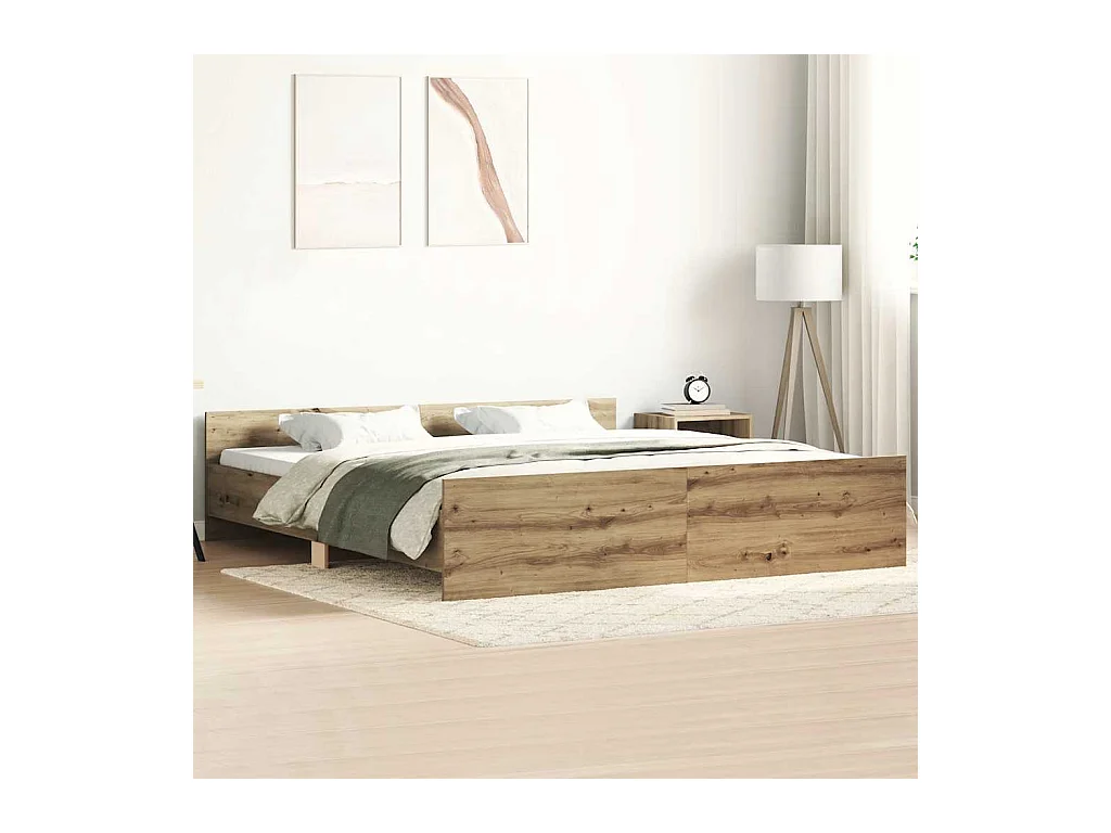 Bedframe zonder matras spaanplaat artisanaal eikenkleurig
