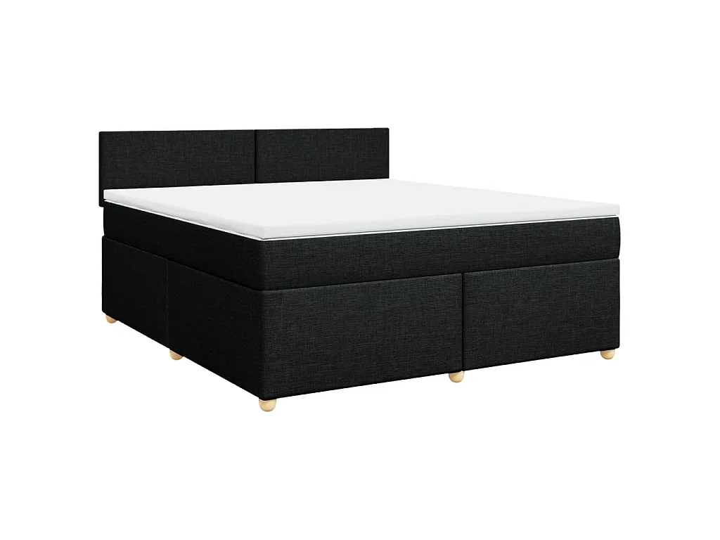 Cama box spring con colchón tela negro 180x200 cm