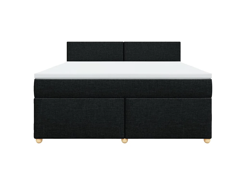 Cama box spring con colchón tela negro 180x200 cm